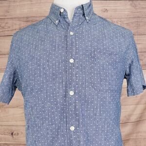 Bonobos Shirt Mens Large Blue Chambray Short Sleeve Button Down Slim Fit Dots